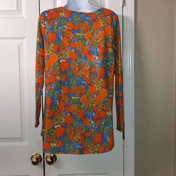 Lularoe Irma Tunic orange blue shirt Sz M NWOT - Picture 3 of 4